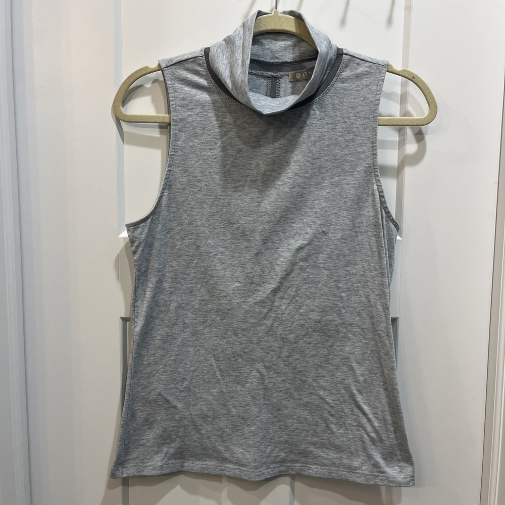 Athleta Women's Industry Heather Gray Cowl Neck Sleeveless Tank Top Sz Small